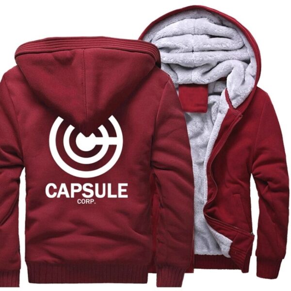 capsule corp trunks fleece red jacket
