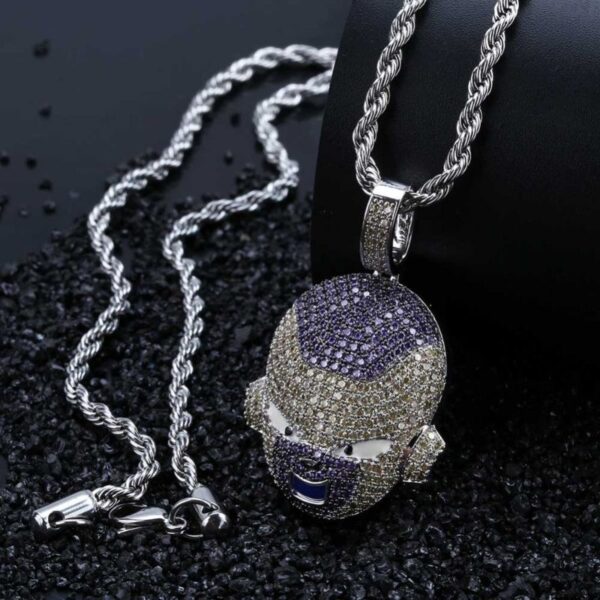 frieza iced out silver necklace 2