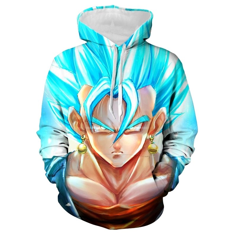 Goku SSJ Blue Wearing Potara Earrings Hoodie • SuperSaiyanShop