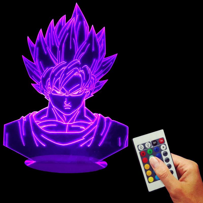 Lampara Led 3d Rgb Holograma Con Control Goku Dragon Ball Z