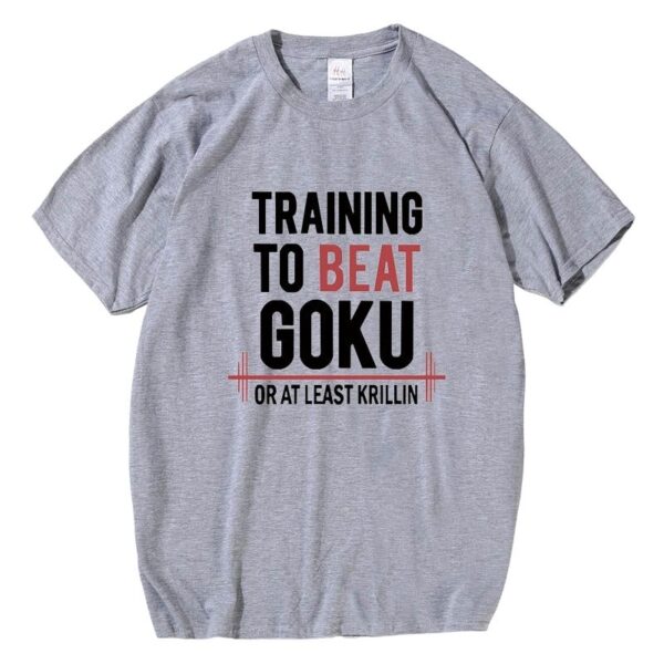 training to beat goku grey t shirt