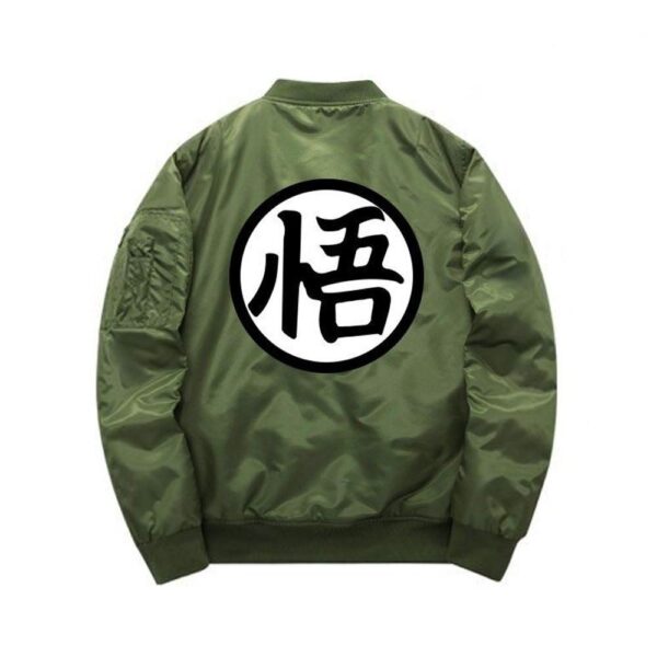 dragon ball z goku green khaki bomber jacket back