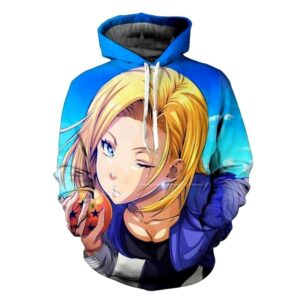 android 18 massive strength inside hoodie