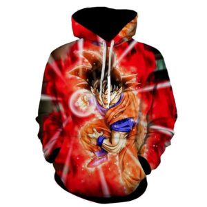 dragon ball super goku red kaioken energy punch hoodie