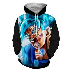 goku god blue angry portrait hoodie