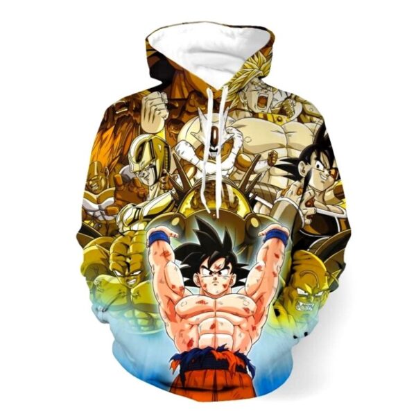goku spirit bomb versus villains cooler broly golden edition hoodie