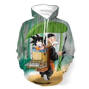 kid goku master roshi raining scene hoodie